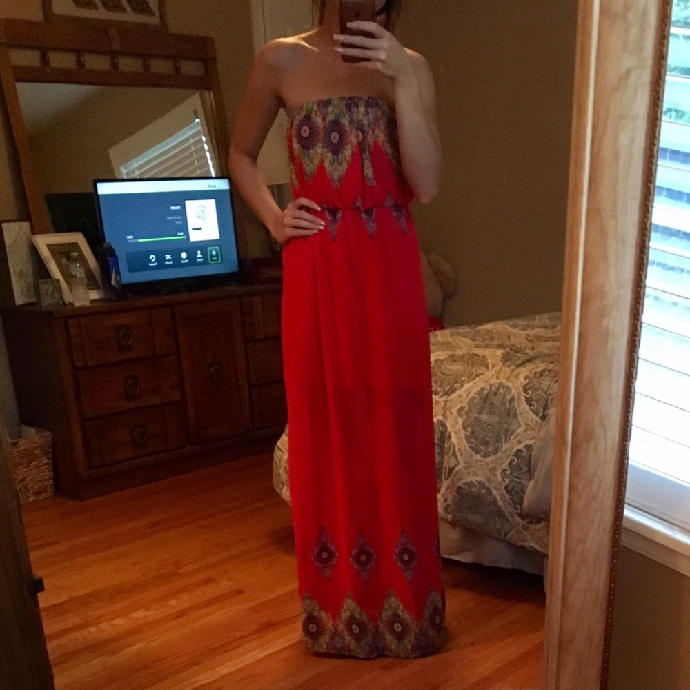 Red maxi dress