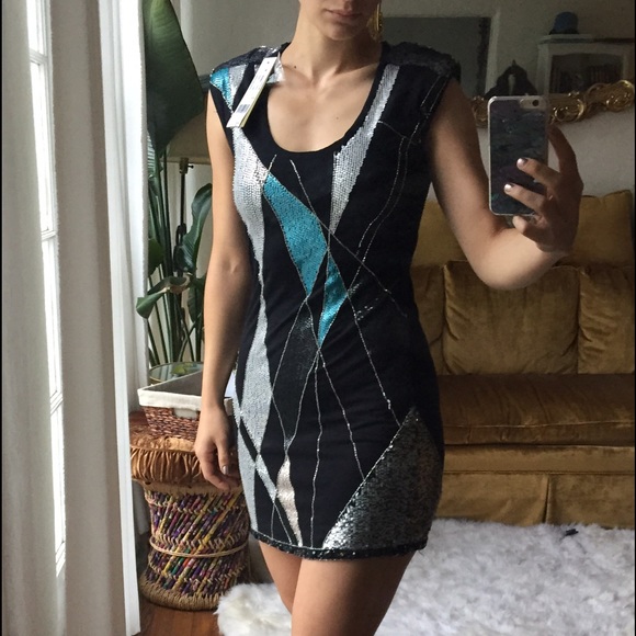 Nicole Miller metallic sequin dress
