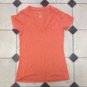 Orange/peach v neck with pocket