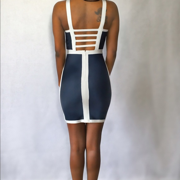 New Navy and White Bondage dress - Picture 2 of 3