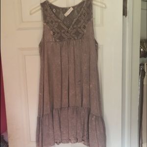 Taupe crochet tunic dress