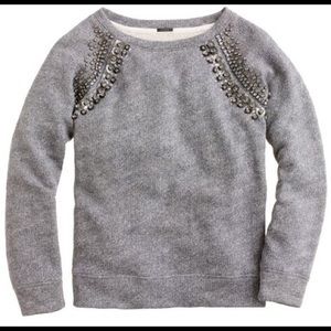 J.Crew / Slouchy grey jeweled sweatshirt