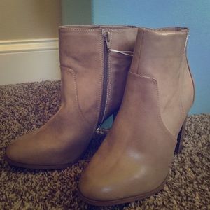 Leather Taupe Booties