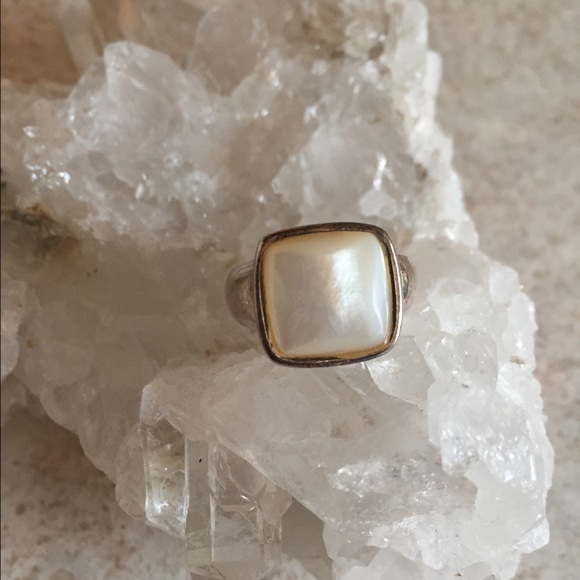 Sterling Silver Ring with Square Pearl