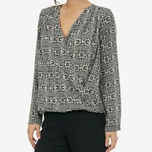 Geo Wrap Front Blouse