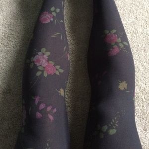 Gray floral print nylons