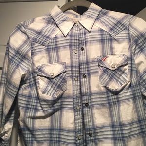 Snap button down plaid shirt