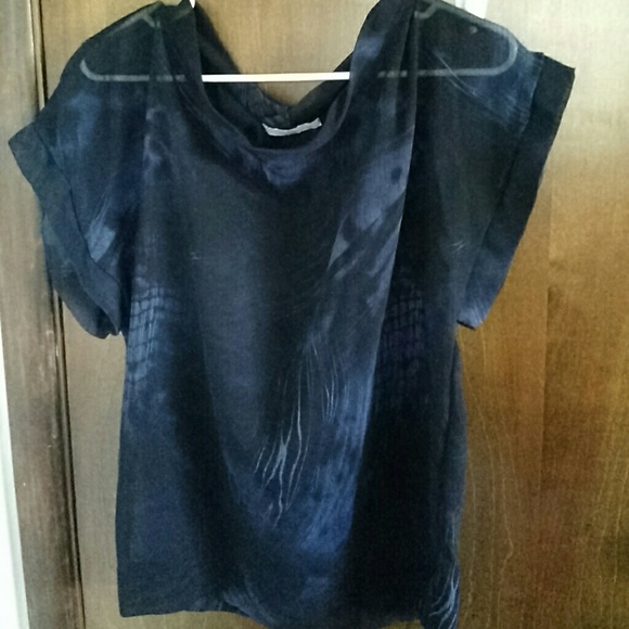 Semi-sheer, short sleeved blouse