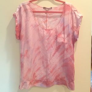 Silk and cotton pink tie dye shirt
