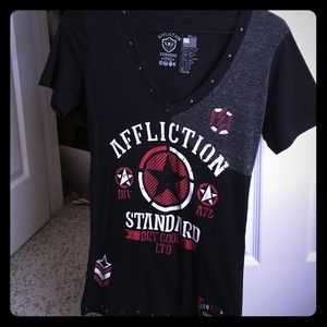 Affliction girls vneck tee from The Buckle