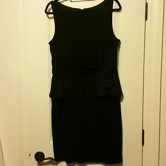 Black peplum dress with tie sash, worn once