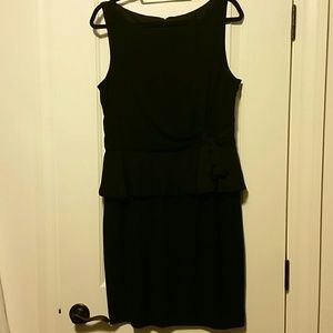 Black peplum dress with tie sash, worn once