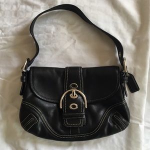 Coach Black Leather Silver Buckle Handbag
