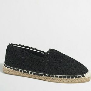 JCREW EYELET ESPADRILLES BLACK SZ.8 NEW