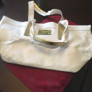 mk white with gold canvas bag never used
