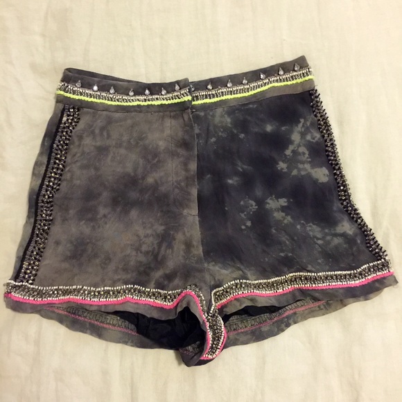 Topshop Unique tie dyed embellished shorts