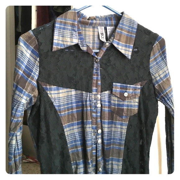 L/S button down BKE short with lace