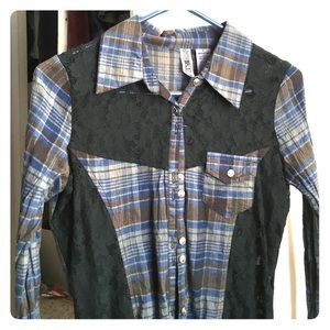 L/S button down BKE short with lace