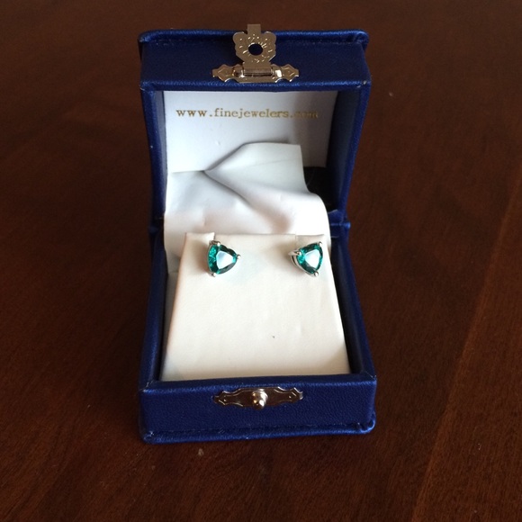 Heart Shaped Emerald Stud Earrings