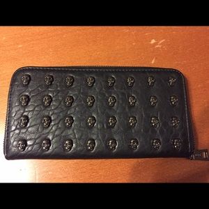Black Vegan wallet with skull detail
