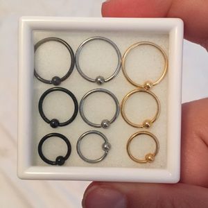 Value pack assorted stainless steel nose hoop ring