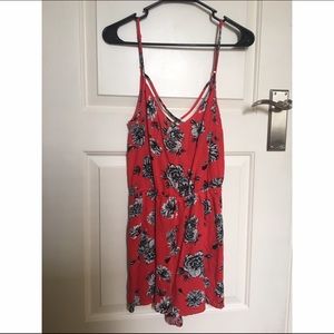 Red floral romper