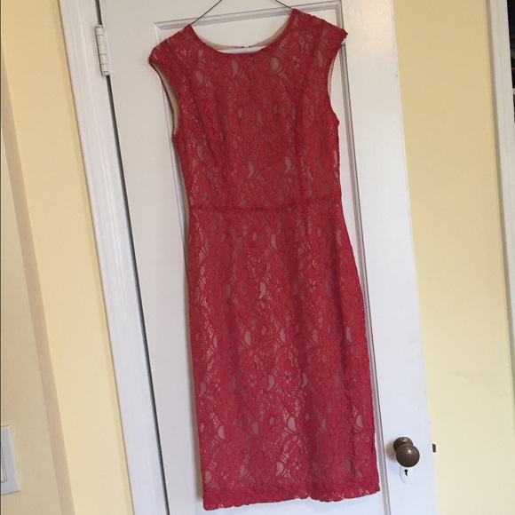 Red lace French Connection midi dress