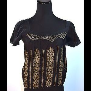 Free People Short Sleeve Cotton Top