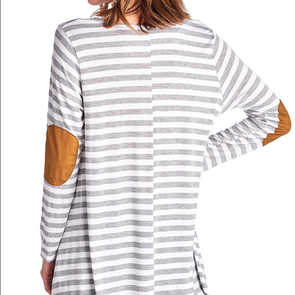 ✳️CLEARANCE ✳️Plus Size Elbow Patch Striped Tunic - Picture 3 of 4