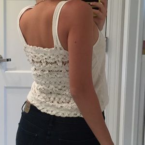 white crop top with lace on back