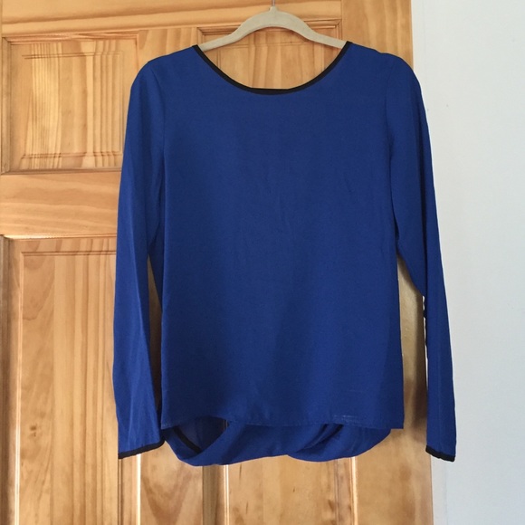 Blue open back blouse