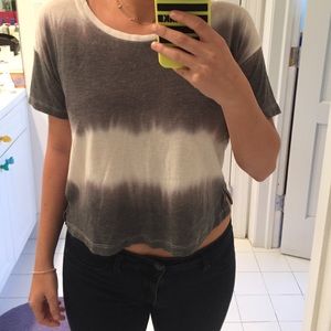 grey and white tie dye cropped t shirt
