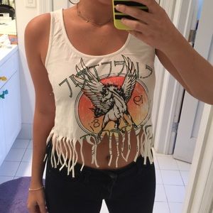 cropped tank with fringe