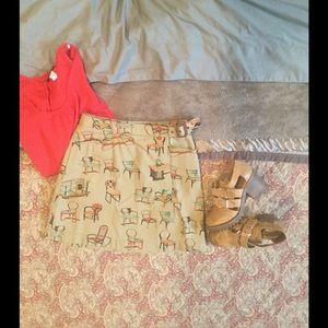Anthropologie Chairs Canvas Wrap Skirt