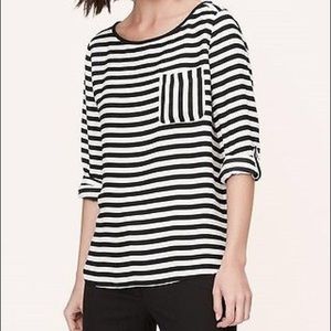 LOFT Stripe Pocket Blouse; Size XS; NWT