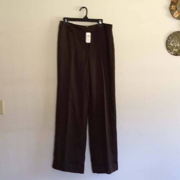 Ann Taylor Wide Leg Silk Cuffed Dress Pants
