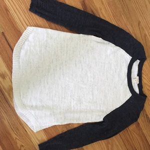 Navy and white JCrew baseball sweater
