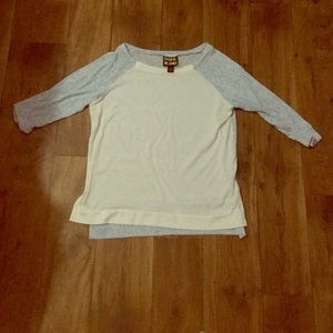 Blue and white baseball tee