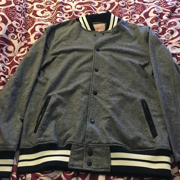 Gray and black Brooklyn Cloth Varsity jacket