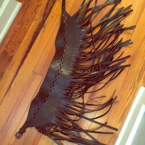 Bcbg black fringe belt worn once