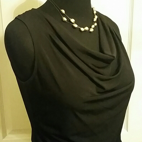 Calvin Klein Black Drape Neck Top sz L