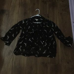 Sheer button down with bow