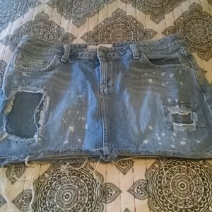 L.e.i. distressed denim mini skirt