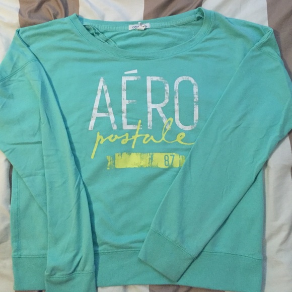 Teal Aeropostale sweatshirt.