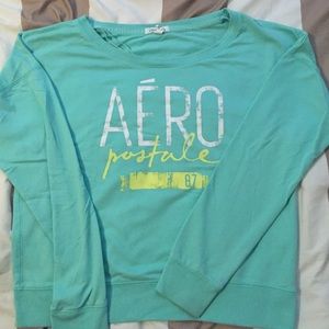 Teal Aeropostale sweatshirt.