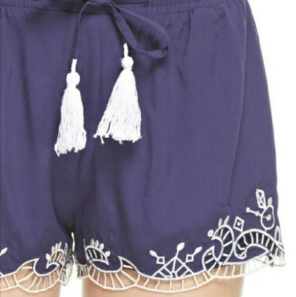 ❤️HP❤️ ⚡️Blowout⚡️Navy embroidered hem shorts - Picture 2 of 3