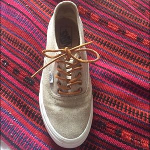 Canvas vans with leather laces