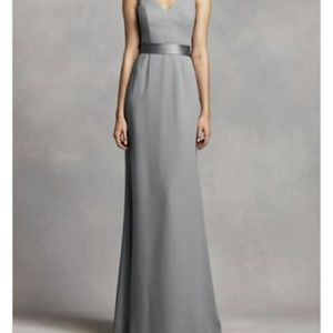 White by Vera Wang long V neck crepe gown