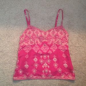 GAP Pink Silk Tank Top with Detail - Size Sm