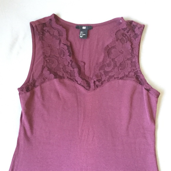 Maroon Lace Edged V neck Tank